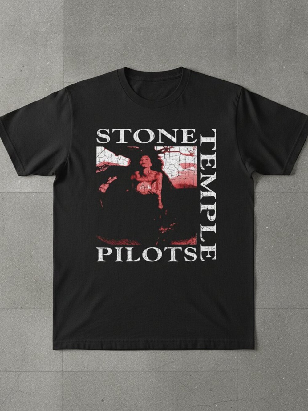 Stone Temple Pilots Core Album Art Vintage Rock Black Graphic T-Shirt